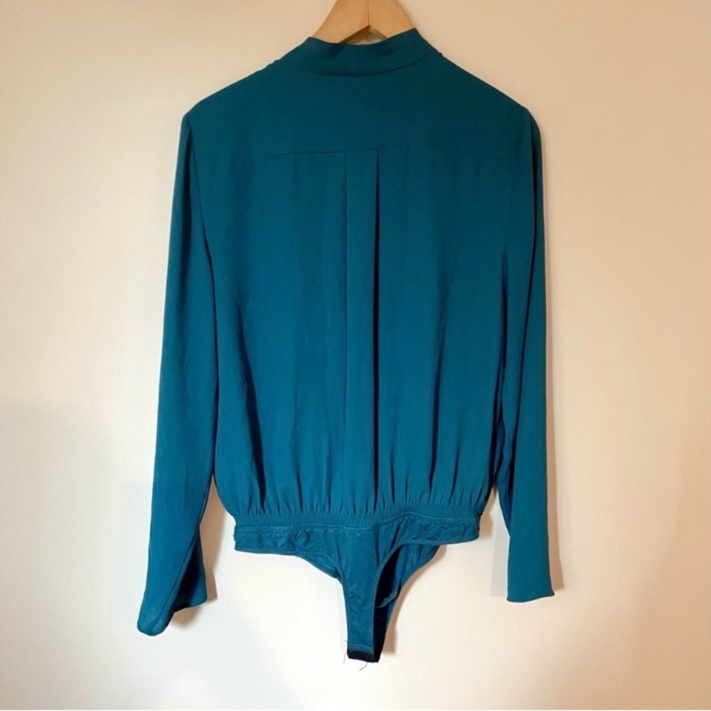 Aritzia Babaton Edgar's Teal Tie Front Bodysuit Size Large - Picture 3 of 6